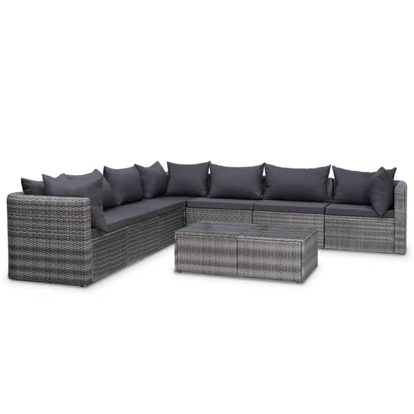 Vidaxl 8 Piece Garden Lounge Set With Cushions Poly Rattan Grey