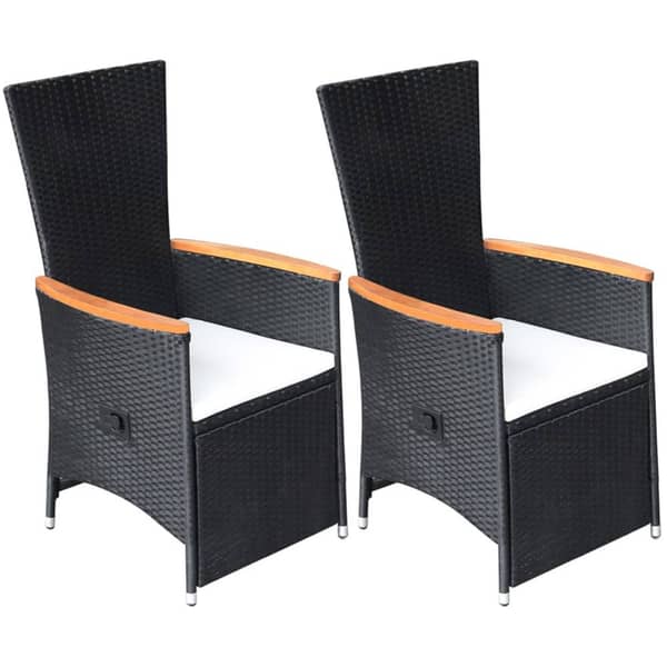 Vidaxl Reclining Garden Chairs 2 Pcs With Cushions Poly Rattan Black Vidaxl Reclining Garden Chairs 2 Pcs With Cushions Poly Rattan Black