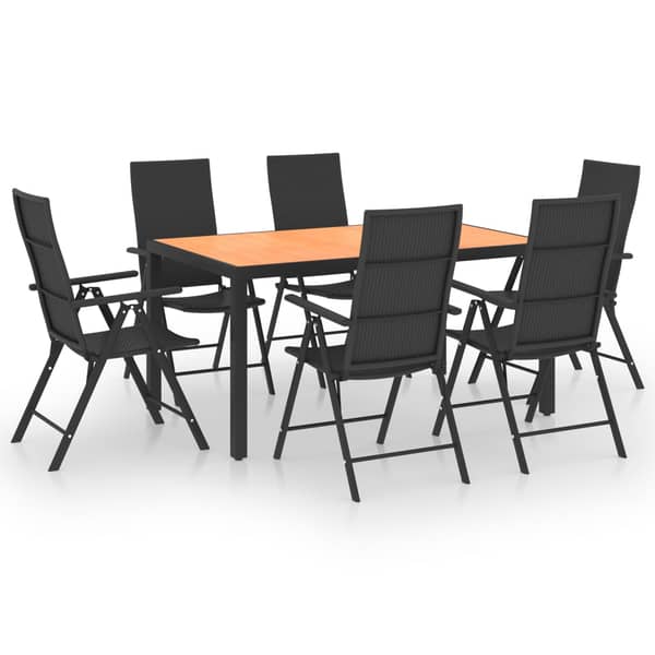 vidaXL 7 Piece Garden Dining Set Black and Brown vidaXL 7 Piece Garden Dining Set Black and Brown
