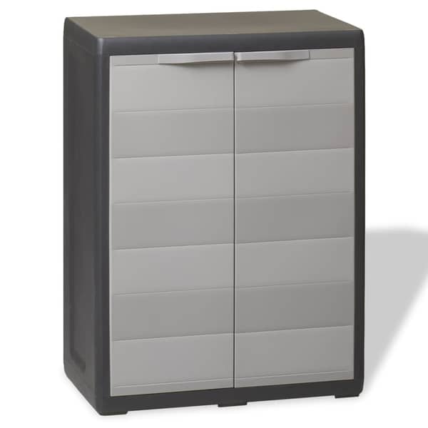 Vidaxl Garden Storage Cabinet With 1 Shelf Black And Grey