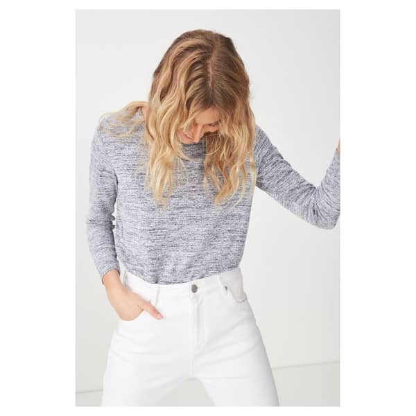 Cotton On Kathleen Long Sleeve Top Grey Large