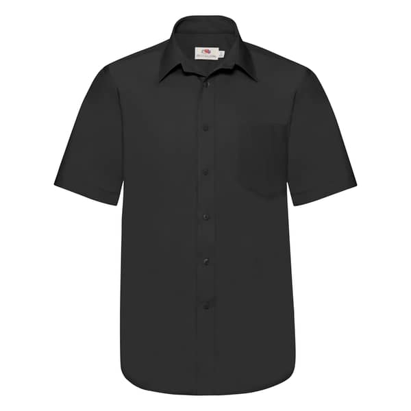 Fruit Of The Loom Poplin Shirt Short Sleeve Black Small Fruit Of The Loom Poplin Shirt Short Sleeve Black Small