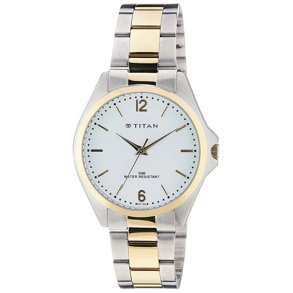 Titan, 9439BM01, Mens Watch Formal Collection Analog, White Dial Silver & Gold Stainless Band Titan, 9439BM01, Mens Watch Formal Collection Analog, White Dial Silver & Gold Stainless Band