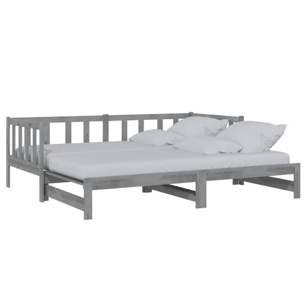 Vidaxl Pull-out Day Bed Grey Solid Pinewood 2x Vidaxl Pull-out Day Bed Grey Solid Pinewood 2x