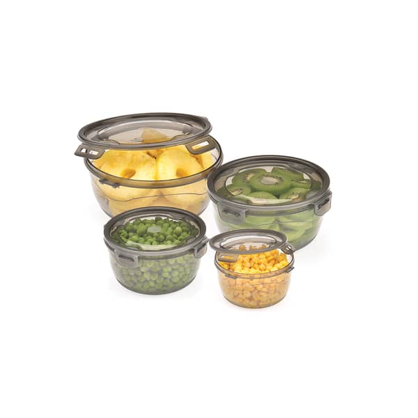 Transparent Smoked Lock & Fit Round Box - 4 Pcs Set Transparent Smoked Lock & Fit Round Box - 4 Pcs Set