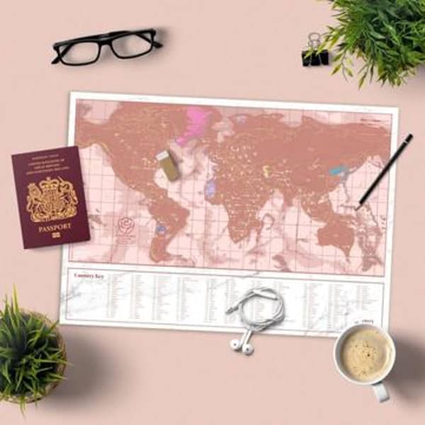 Luckies of London Scratch Map - Rose Gold Travel Edition