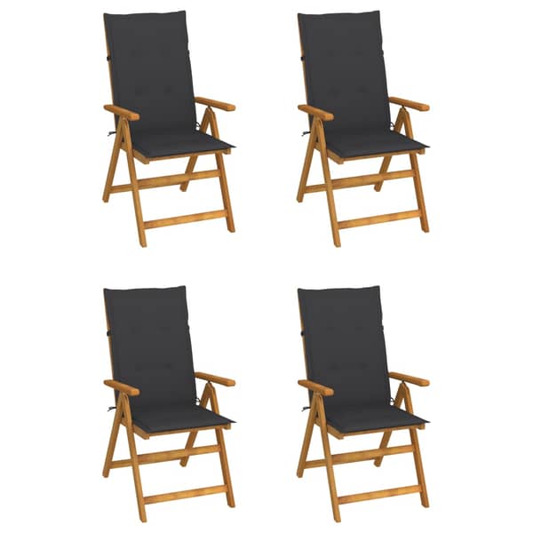 vidaXL Garden Reclining Chairs 4 pcs with Cushions Solid Acacia Wood vidaXL Garden Reclining Chairs 4 pcs with Cushions Solid Acacia Wood