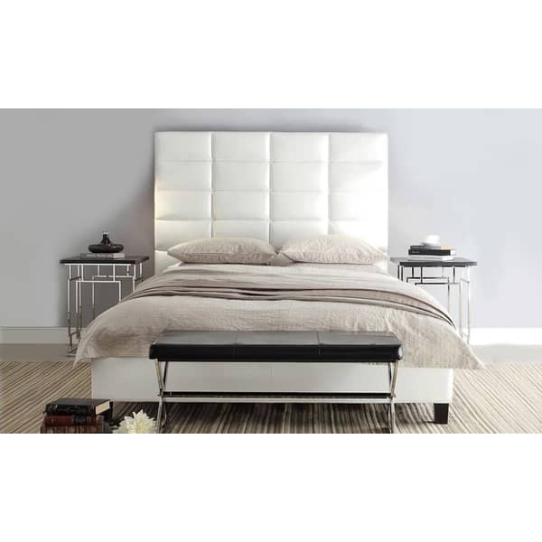 Luxurious Classic High-Profile Upholstered Bed Queen without Mattress White Luxurious Classic High-Profile Upholstered Bed Queen without Mattress White