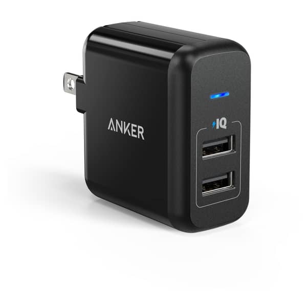 Anker 24W 2 Port USB Charger UK Black