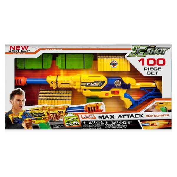XShot Toy Clip Blaster Large Max Attack 6Cans 10 Darts