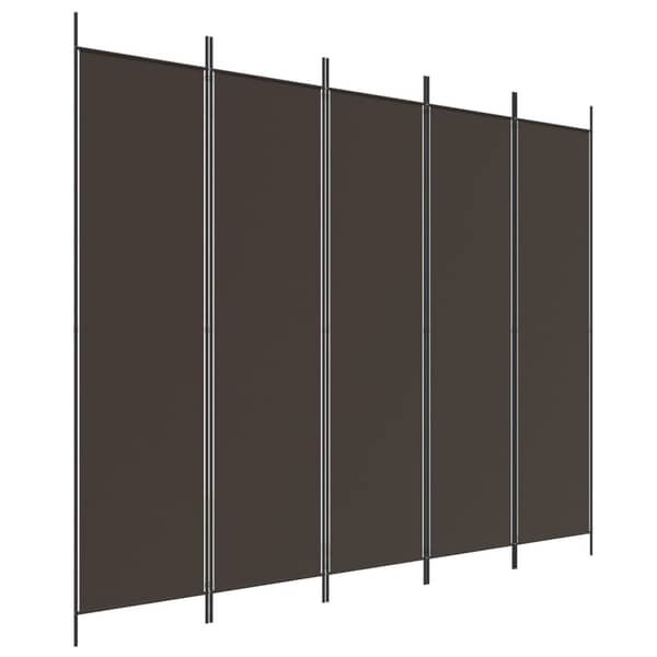 vidaXL 5-Panel Room Divider Brown 250x200 cm Fabric vidaXL 5-Panel Room Divider Brown 250x200 cm Fabric