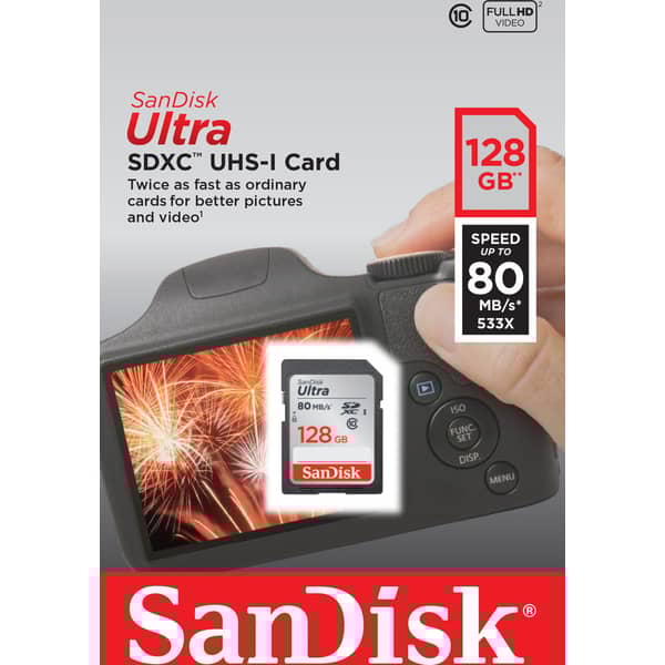 Sandisk SDSDUNC128GGN6IN Ultra SDXC 128GB 80MB/s Class 10 UHS-I Sandisk SDSDUNC128GGN6IN Ultra SDXC 128GB 80MB/s Class 10 UHS-I