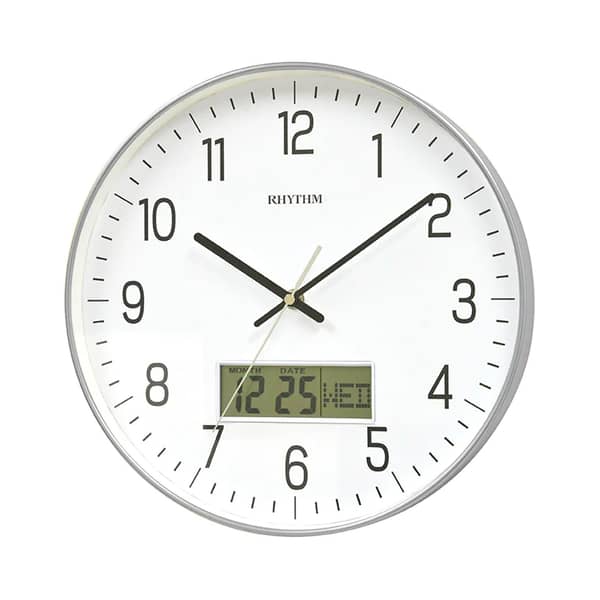 Rhythm Wall Clock CFG723NR19, Analog Clock & LCD Display with Day & Date Display Rhythm Wall Clock CFG723NR19, Analog Clock & LCD Display with Day & Date Display