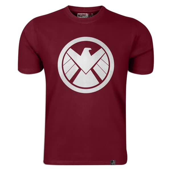 Marvel Shield Logo Men's Round Neck T-shirt Maroon Large