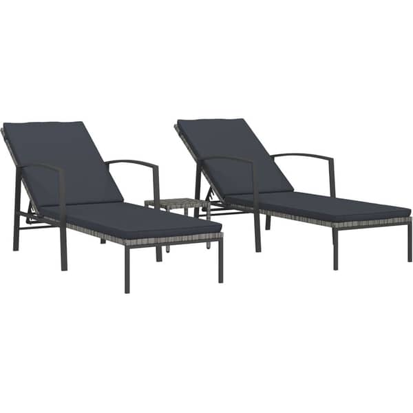 Vidaxl Sun Loungers 2 Pcs With Table Poly Rattan Grey