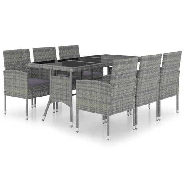 vidaXL 7 Piece Garden Dining Set Poly Rattan Anthracite & Grey vidaXL 7 Piece Garden Dining Set Poly Rattan Anthracite & Grey