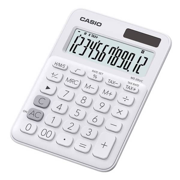 Casio MS-20UC-WE Colourful Calculator White