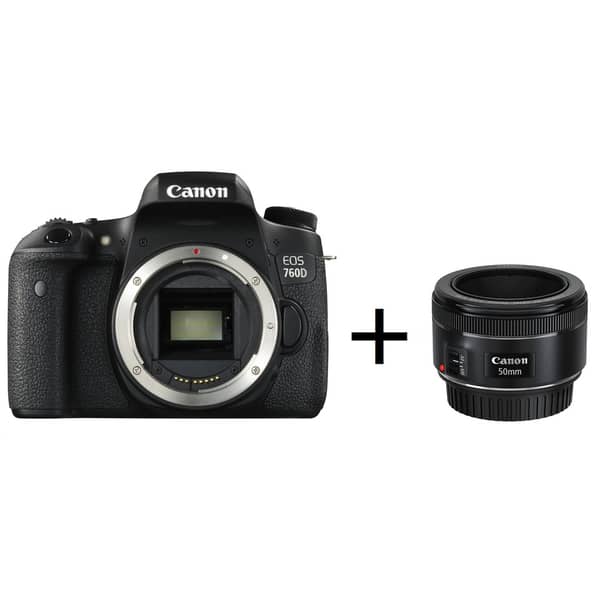 Canon EOS 760D DSLR Camera Black Body Only + EF 50mm F/1.8 STM Lens