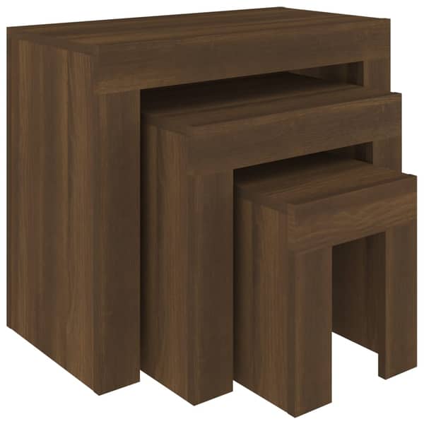 vidaXL Nesting Coffee Tables 3 pcs Brown Oak Engineered Wood vidaXL Nesting Coffee Tables 3 pcs Brown Oak Engineered Wood