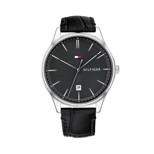 Tommy Hilfiger Damon Black Leather Watch For Men 1791494 Tommy Hilfiger Damon Black Leather Watch For Men 1791494