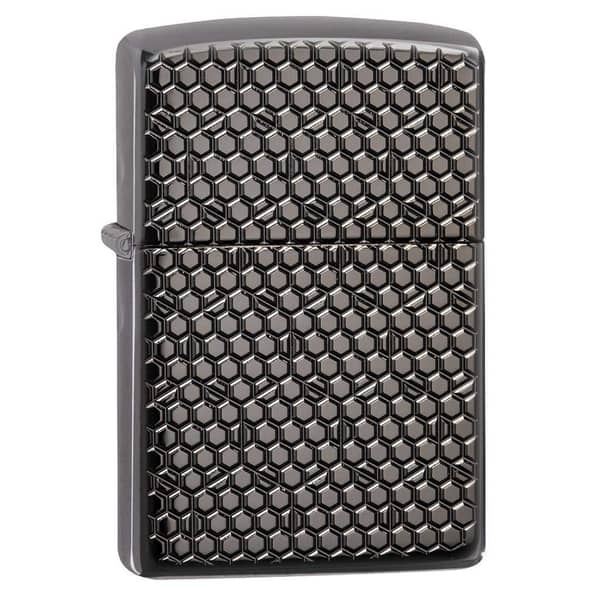 Zippo 49021 150 Hexagon Designhigh Polish Black Windproof Lighter Zippo 49021 150 Hexagon Designhigh Polish Black Windproof Lighter