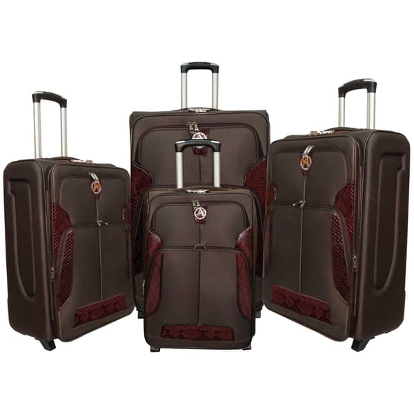 Visit Eva 4pc Nylon Soft Luggage Trolley Bags Set Coffee