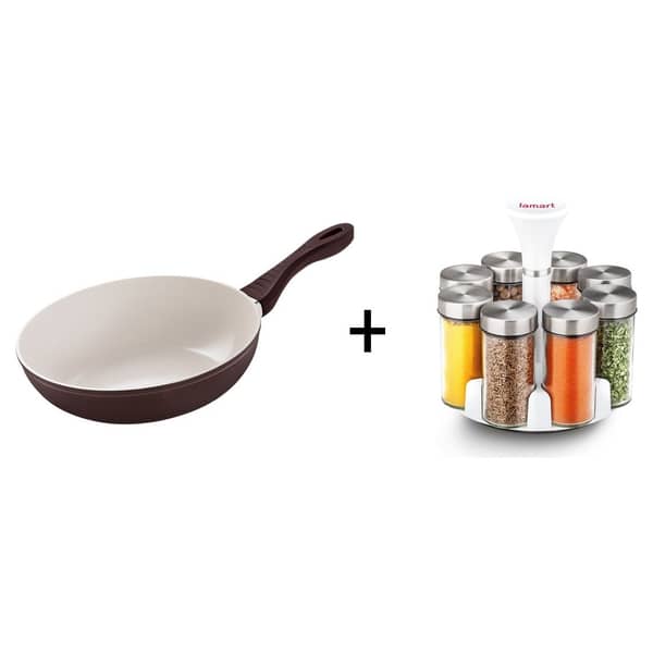 Lamart Ceramic Wok Pan + Set 8Pcs Spice Jars