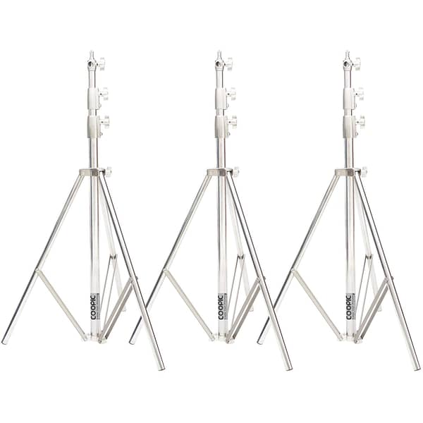 Coopic L-280m Stainless Steel Light Stand 110inch/280cm Heavy Duty With 1/4-inch To 3/8-inch Universal Adapter For Studio Softbox, Monolight And Other Photographic Equipment (3 Pack) Coopic L-280m Stainless Steel Light Stand 110inch/280cm Heavy Duty With 1/4-inch To 3/8-inch Universal Adapter For Studio Softbox, Monolight And Other Photographic Equipment (3 Pack)