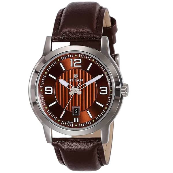 Titan, 1730SL03, Mens Watch Classique Collection Analog, Brown Dial Brown Leather Band