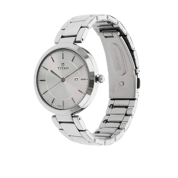 Titan, 2480SM07, Womens Watch Work wear Collection Analog, Silver Dial Silver Stainless Band