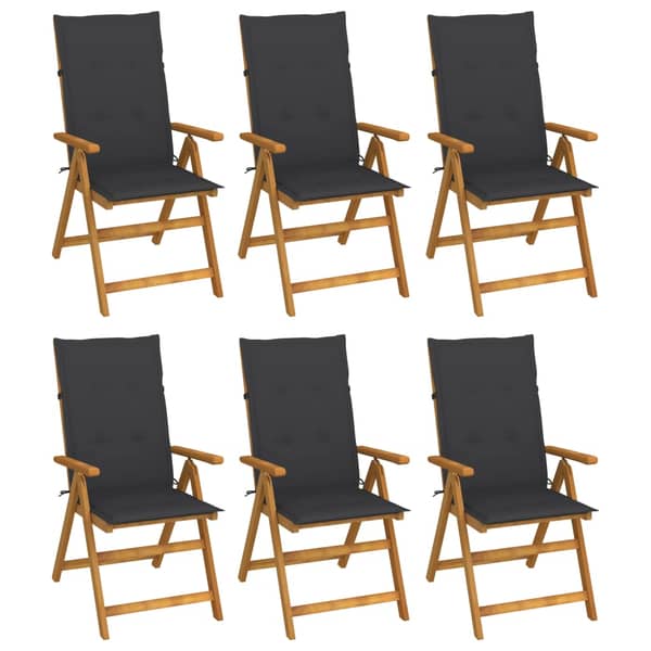vidaXL Folding Garden Chairs 6 pcs with Cushions Solid Acacia Wood