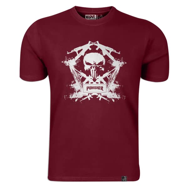 Marvel Punisher Men's Round Neck T-shirt Maroon Extra Large