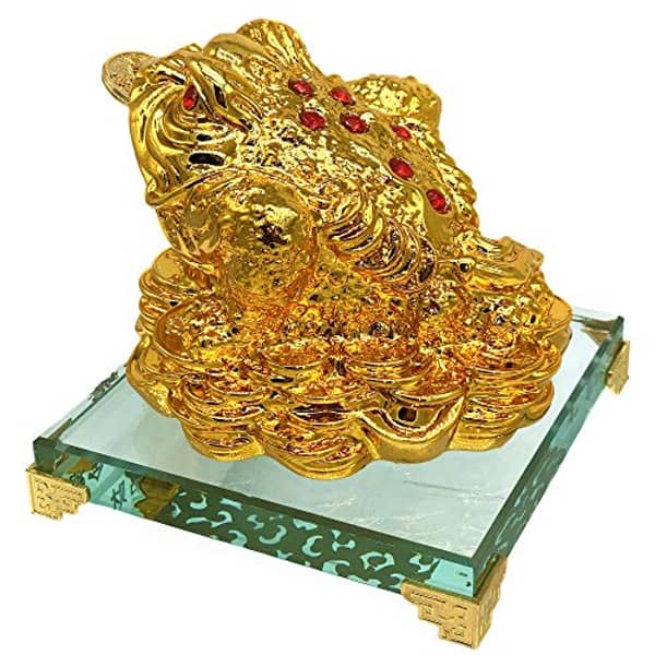 Betterdecor Feng Shui Golden Money Frog Three Legged Wealth Toad Chan Chu Statue Home Deocration For Wealth Luck-141