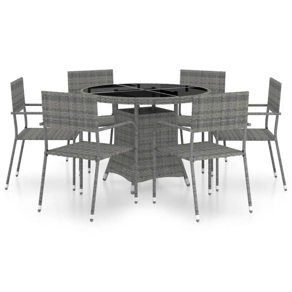 vidaXL 7 Piece Garden Dining Set Poly Rattan Anthracite & Grey vidaXL 7 Piece Garden Dining Set Poly Rattan Anthracite & Grey