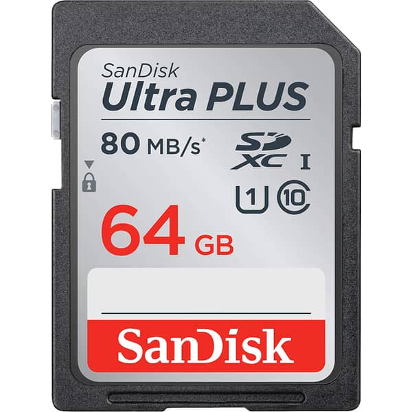 Sandisk Ultra Plus 64GB Micro SDHC UHS-i Memory Card With Adapter 80MB/s Speed Class 10 U1 Sandisk Ultra Plus 64GB Micro SDHC UHS-i Memory Card With Adapter 80MB/s Speed Class 10 U1