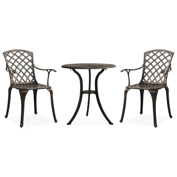 vidaXL 3 Piece Bistro Set Cast Aluminium Bronze