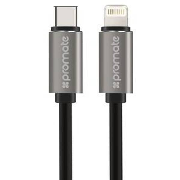 Promate USB C Type C Data & Charging OTG Cable W/Lightning Connector Black LINKMATELTC