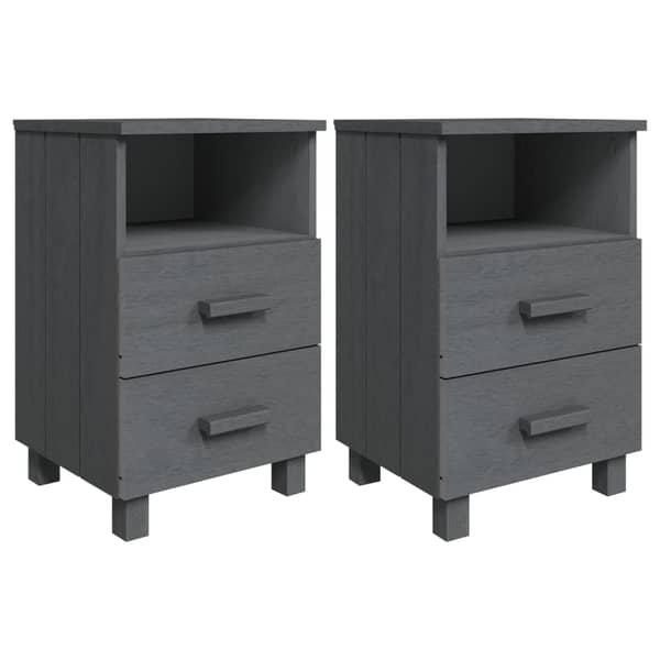 vidaXL Bedside Cabinets HAMAR 2 pcs Dark Grey 40x35x62 cm Solid Wood vidaXL Bedside Cabinets HAMAR 2 pcs Dark Grey 40x35x62 cm Solid Wood