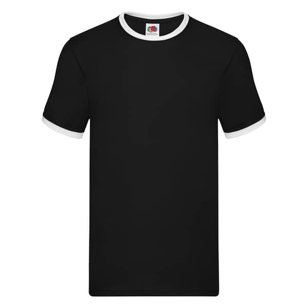Fruit Of The Loom Valueweight Ringer T-Shirt Black/White Extra Large