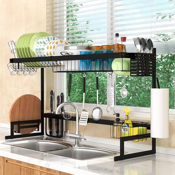 Lavish Over The Sink Dish Drying Rack Adjustable Stainless Steel Large Dish Drainer, Dish Rack Over Sink For Kitchen Counter Organization Storage Space Saver With Utensils Holders Lavish Over The Sink Dish Drying Rack Adjustable Stainless Steel Large Dish Drainer, Dish Rack Over Sink For Kitchen Counter Organization Storage Space Saver With Utensils Holders