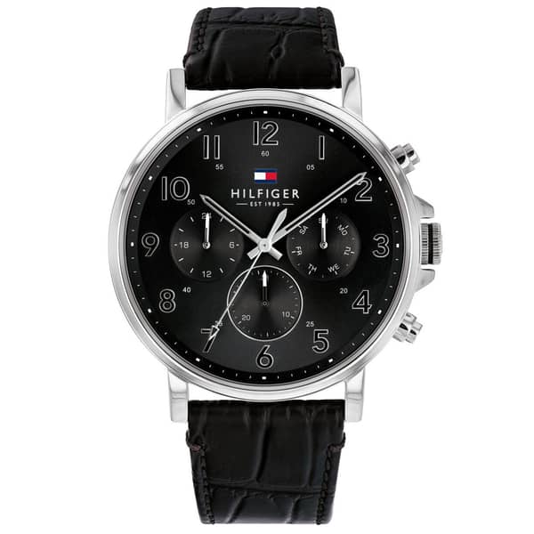 Tommy Hilfiger Daniel Black Leather Watch For Men 1710381 Tommy Hilfiger Daniel Black Leather Watch For Men 1710381