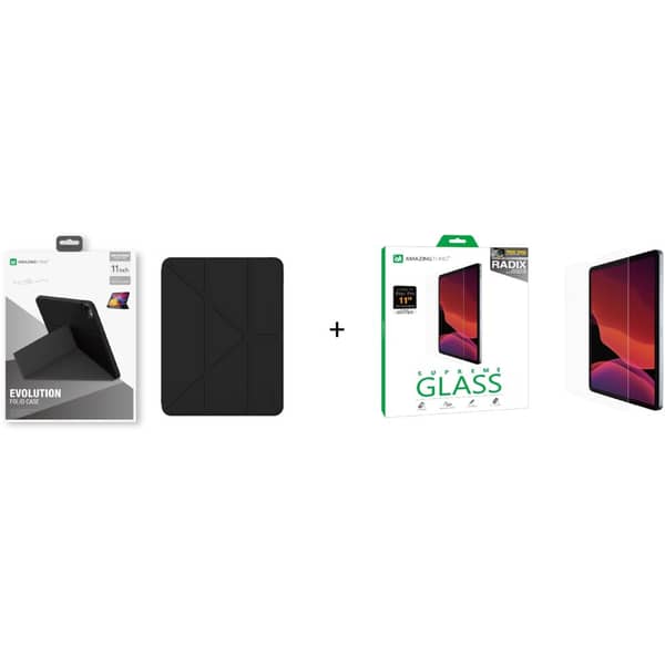 Amazing Thing Evolution Folio Case Black + Screen Protector Clear iPad Pro 2020 11inch Amazing Thing Evolution Folio Case Black + Screen Protector Clear iPad Pro 2020 11inch