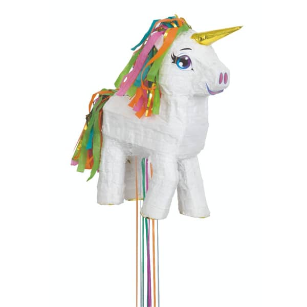 Unique- White Unicorn 3d Pull Pinata 1pcs 18inx5.50inx13in Unique- White Unicorn 3d Pull Pinata 1pcs 18inx5.50inx13in