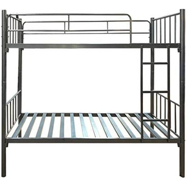 Karnak Bunk Bed Metal Frame Safety Rails, Built-in Ladder Black