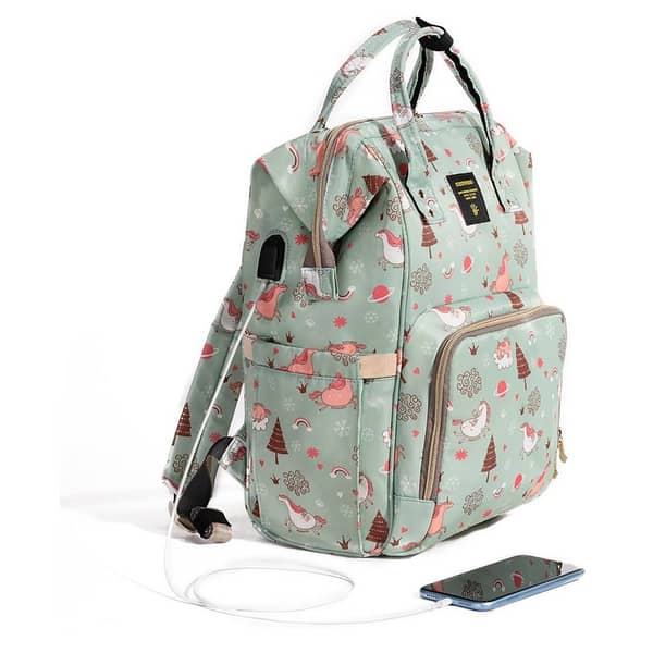 Sunveno Diaper Bag with USB Green Dream Sky