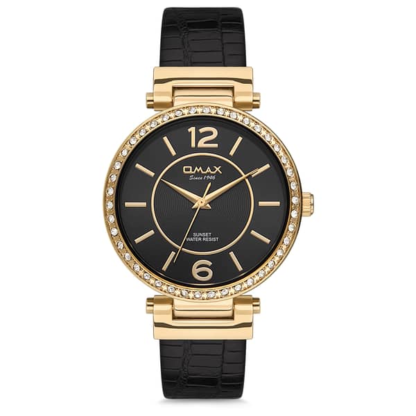 Omax Sunset Series Black Leather Analog Watch For Women SU003G22I Omax Sunset Series Black Leather Analog Watch For Women SU003G22I