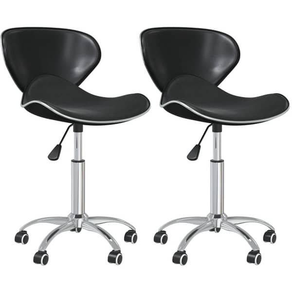 Vidaxl Swivel Dining Chairs 2 Pcs Black Faux Leather Vidaxl Swivel Dining Chairs 2 Pcs Black Faux Leather