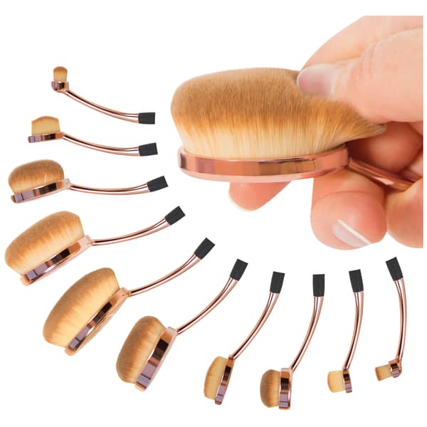 Rio BRCH Oval Cosmetic Brush Collection Professional Microfibre