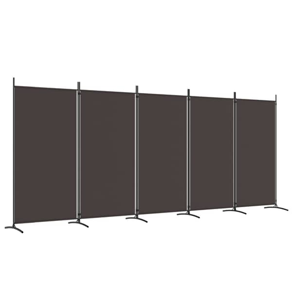 vidaXL 5-Panel Room Divider Brown 433x180 cm Fabric vidaXL 5-Panel Room Divider Brown 433x180 cm Fabric