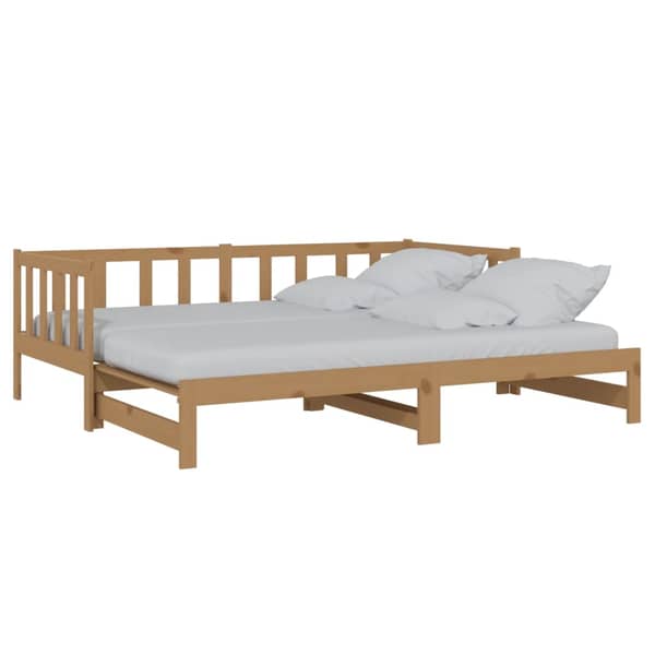Vidaxl Pull-out Day Bed Honey Brown Solid Pinewood 2x Vidaxl Pull-out Day Bed Honey Brown Solid Pinewood 2x